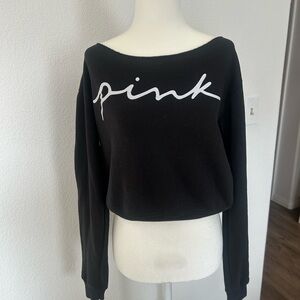 PINK Victoria's Secret Black Cropped Sweatshirt, off the shoulder. Women’s small